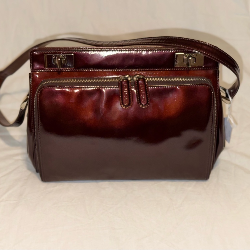 Gucci Patent Leather Crossbody Bag Deep Red/Wine WITH AUTHENTICITY